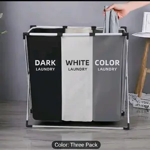 Large Rectangular Laundry Hamper Basket with Handles Durable Fabric Dark Grey White Black Options Multi Component Design for Home College Dorm Bathroom & Bedroom Stylish Functional Clothes Storage Organizer Laundry Baskets Three Pack