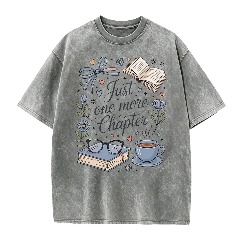 Just One More Chapter Shirt, Book Lover Shirt, Librarian Apparel, Bookworm Gift, Coffee and Book Shirt, Floral Bookish Shirt