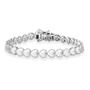 Shop LC Sea Shell Bracelet in Rhodium Over Sterling Silver 7.25 In 13.50 Grams