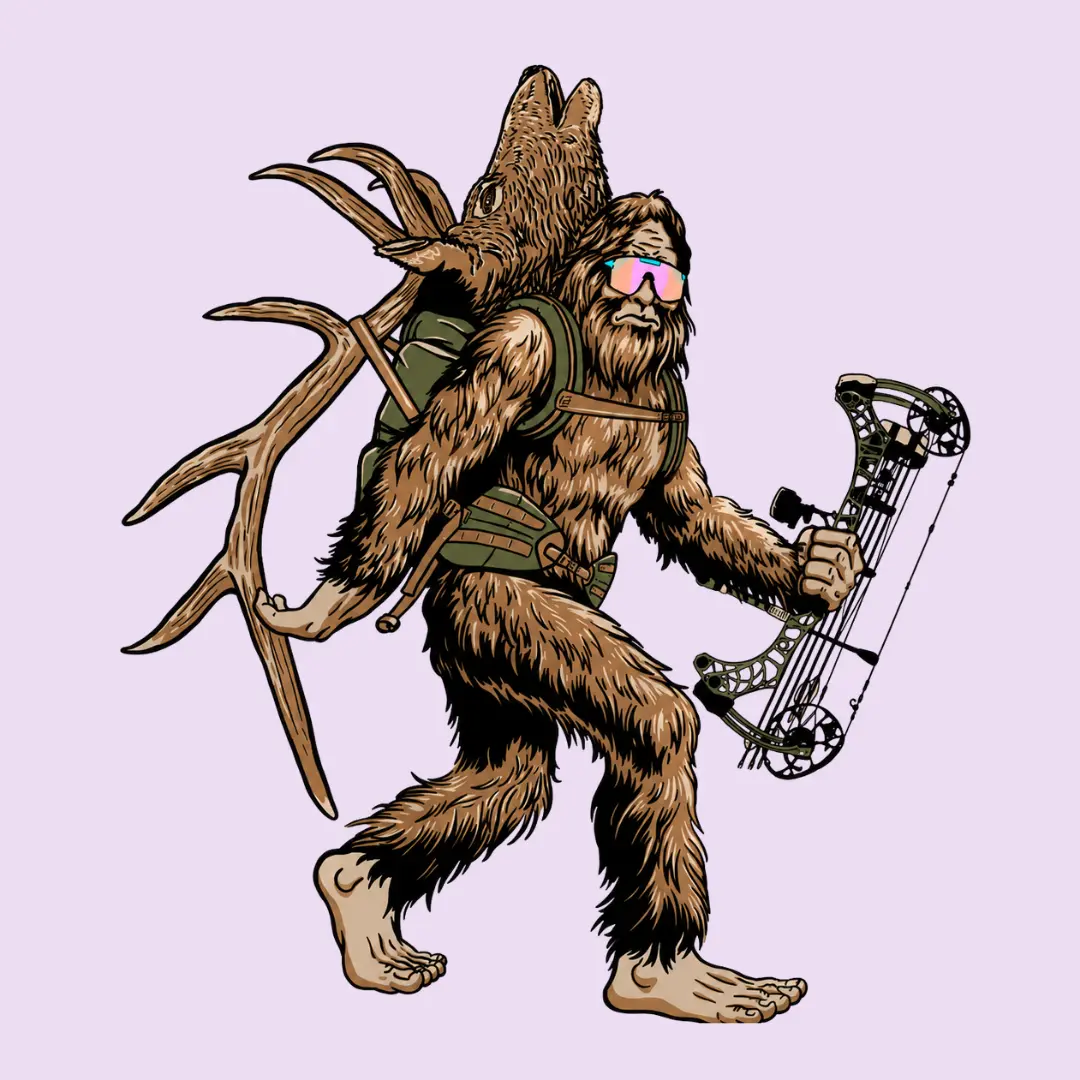 Bigfoot Bow Hunting Sticker, Sasquatch Hunter Vinyl Decal, Compound Bow Hunter Sticker, Funny Hunting Gift, Waterproof Outdoor Sticker