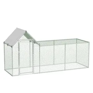 GARVEE Chicken Coop Run Large Metal Chicken Pen Outdoor, Metal Chicken Coop with Waterproof and Anti-Uv Cover for 6/10 Chickens,Duck Rabbits Habitat - 118.1 x 39.4 x 59 Inch