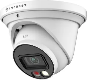 Amcrest 5MP AI Turret IP PoE Camera IP5M-T1277EW-AI w/ 49ft Nightvision, Security IP Camera Outdoor, Built-in Microphone, Human & Vehicle Detection, Active Deterrent, 129° FOV, 5MP@20fps
