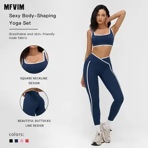 Women's Solid Color Cut-Out Backless Camisole Top & High-Waist Leggings Athletic Tracksuit Set, Sporty Comfortable Breathable Outfits for Yoga, Gym, Workouts, Running, Valentine's Day Gift for Girls, Ladies' Summer Sports Wear