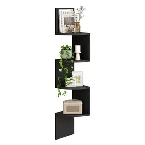 Wall-Mounted Corner Shelf, Four-Tier Storage Rack for Living Room, Bedroom, Bathroom, Home Office, Country Style