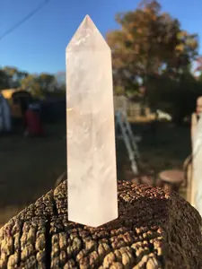 Rose Quartz 2 3/4" tall Home Ornament #gemstone #gemstonetower #rosequartztower #rosequartz #pinktower @gemsandtreasures