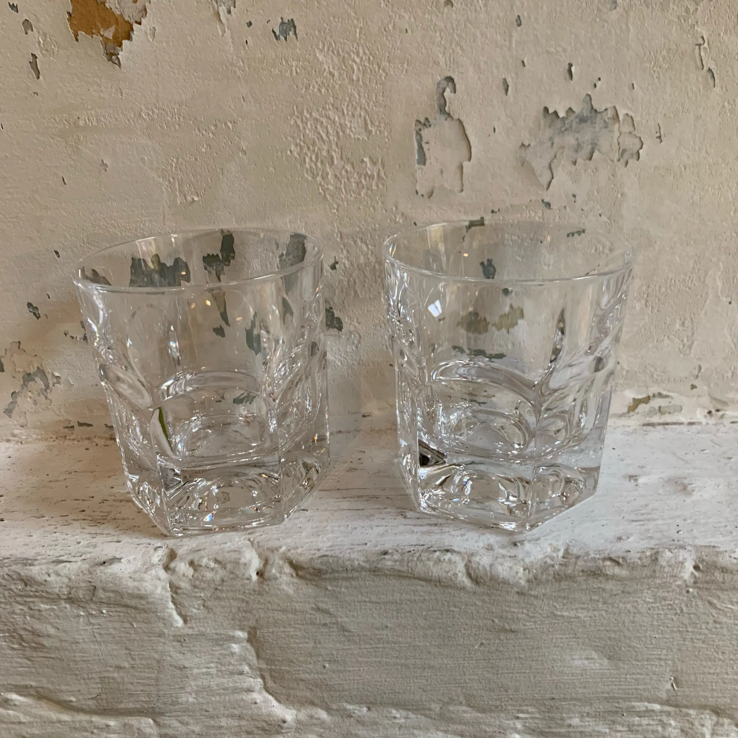 clear square rocks glass set of two