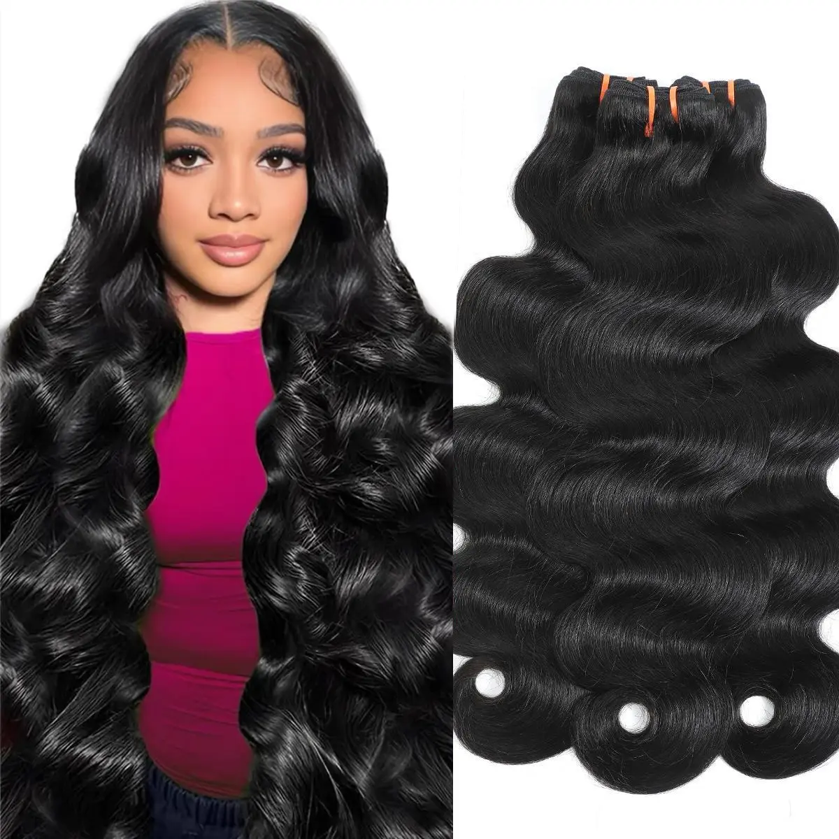 WIGCHIC Raw Cambodian Hair Bundles Body Wave Extensions for Sew In Quick Weave Double Drawn Thick Ends Ultra-Flat Seamless Weft 1/3/4 Pcs