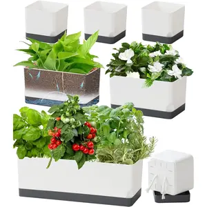 Self Watering Planters Pots for Indoor , 7 Pack 4+8+17 Inch Plastic Window Boxes Planters  Planter, Rectangle Rectangular Planter Windowsill Planters with Drainage and