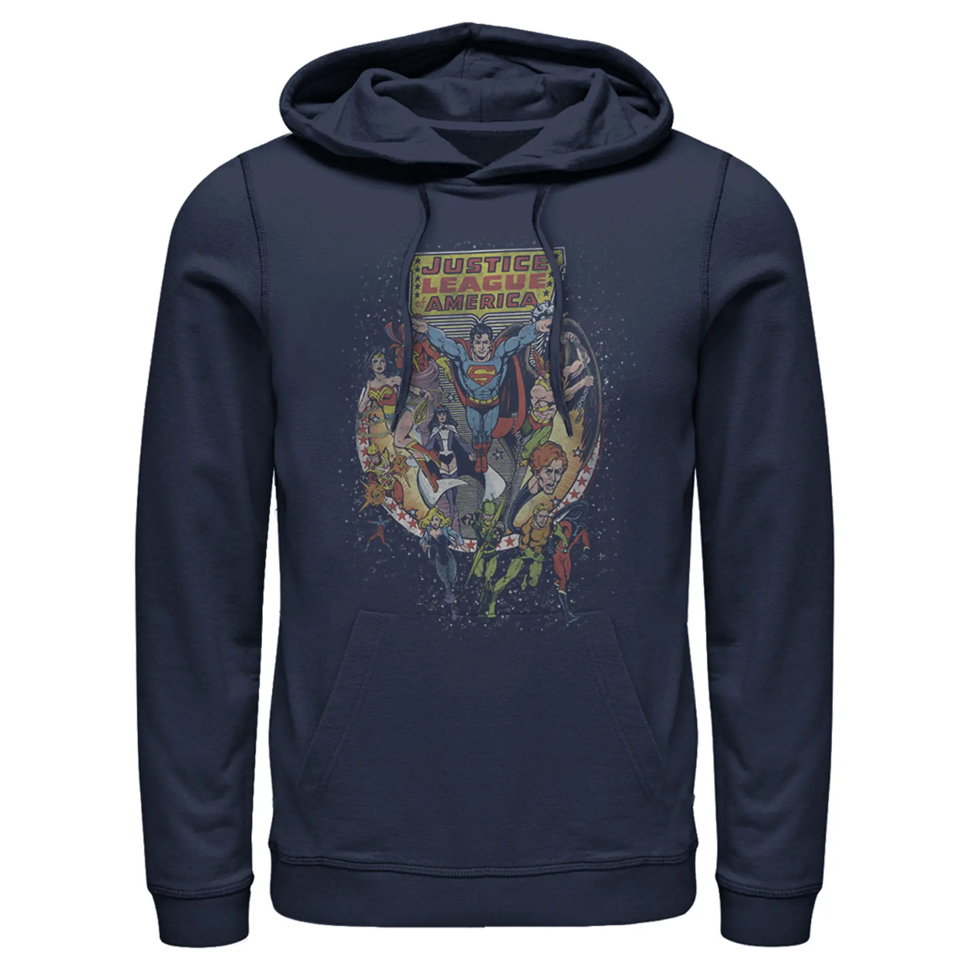 Men's Justice League Vintage Hero Collage Pull Over Hoodie