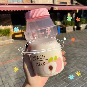 500ML Plastic Reusable Water Bottle Travel Drink Container, Cute Nanyo Shape Milk Carton Shaker, Ideal for Daily Use & Outdoor Activities
