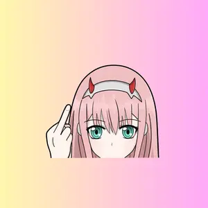 Anime Demon Girl Sticker, Pink Hair Character Decal, Middle Finger Pose, Savage Aesthetic Laptop Phone Sticker