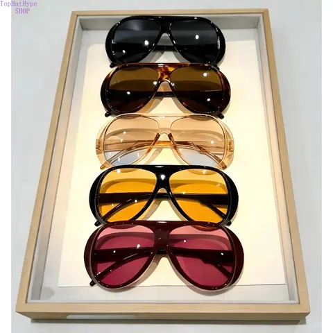 Unisex 5-Pack Oversized Animal Print Plastic Sunglasses Set - Y2K Aesthetic, Polyamide Frames, UV400 Sun Shield, UV Blocking Sunglasses for Women, Driving, Eye Fashion, Decorative Accents Streetwear Accessories