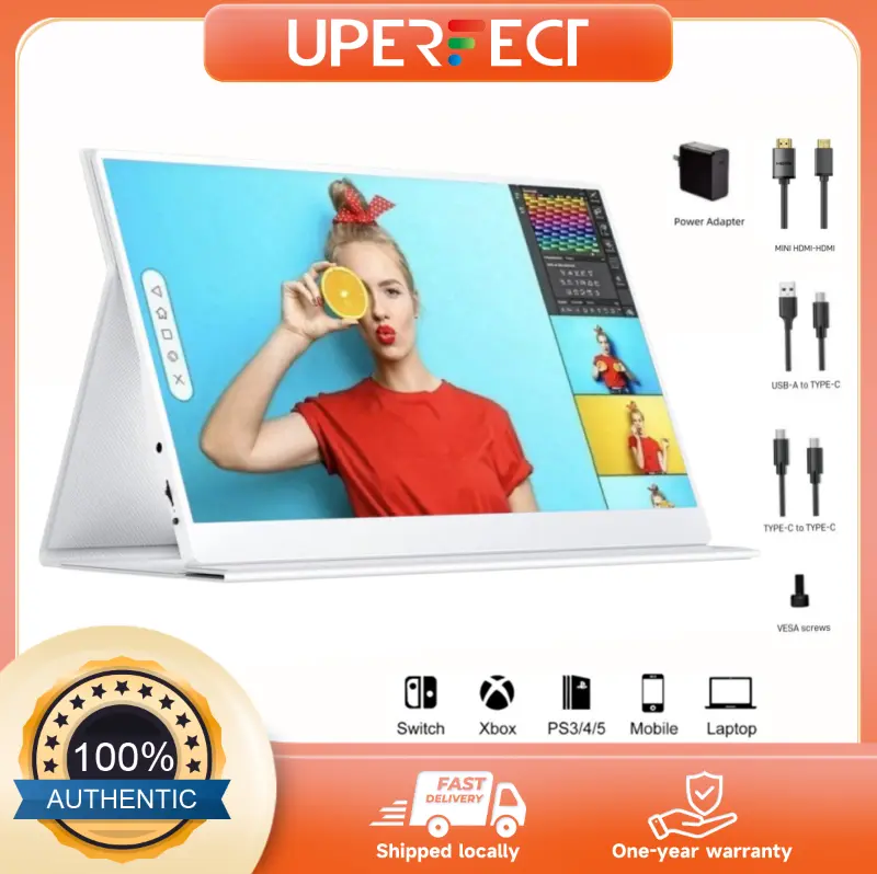 UPERFECT 15.6'' FHD 1080P Portable Monitor IPS Display with Adaptive Sync, Low Blue Light Anti-Glare, Magnetic Smart Cover Kickstand, Dual USB-C HDMI Plug & Play for Laptop MacBook PS5 Xbox  Ideal for Remote Work Gaming Travel Digital Nomad monitor fre