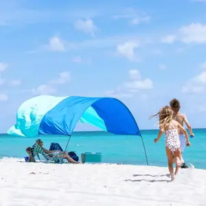 Wind-Powered Beach Shade with Quiet Canopy, 150 Sq. Ft. Shade Coverage, 4 lbs Lightweight, 3-Minute Setup, Privacy & Functional Sports Outdoor Beach Sun Shelter
