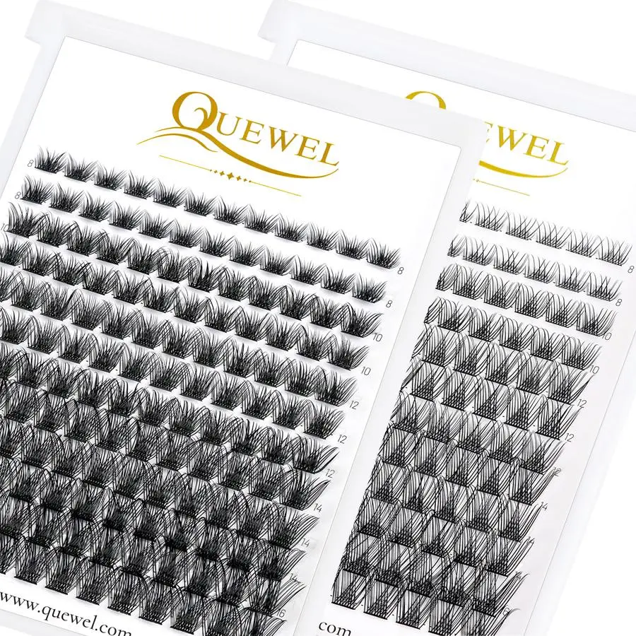Quewel Lashes DIY 144pcs Cluster Eyelash Extension Fluffy Soft Lashes Premade Volume Fans Segmented Faux Mink Eyelash Supplies 2026 New