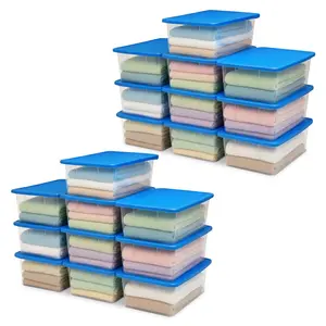Homz Snaplock 6 Qt Stackable Plastic Storage Container w/Lid, Blue (20 Pack)
