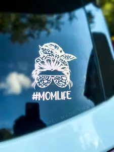 MOMLIFE Leopard Print/Mom Bun - Holographic Vinyl DECAL