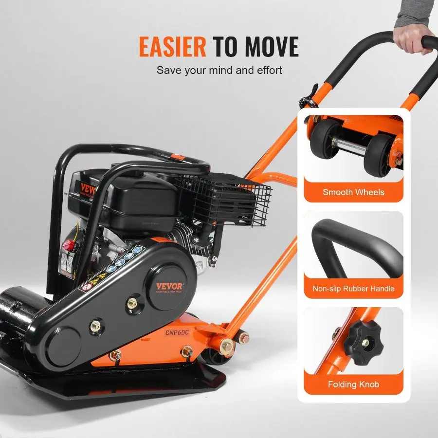 6.5HP Plate Compactor, 196CC Gas Engine, 2360 lbs Vibratory