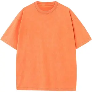 Men's Oversized Shortsleeve Round Neck Plain Cotton T-Shirts - 1/2 Pack Vintage Heavyweight Acid Wash Baggy Tees, Loose-Fit Street Wear Gym Tops