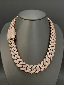 Men's Vvs1 Ice Diamond Cuban Chain, 20mm Wide, Metal Coated, Moissanite, Premium Box Buckle, Easter & Thanksgiving Gift