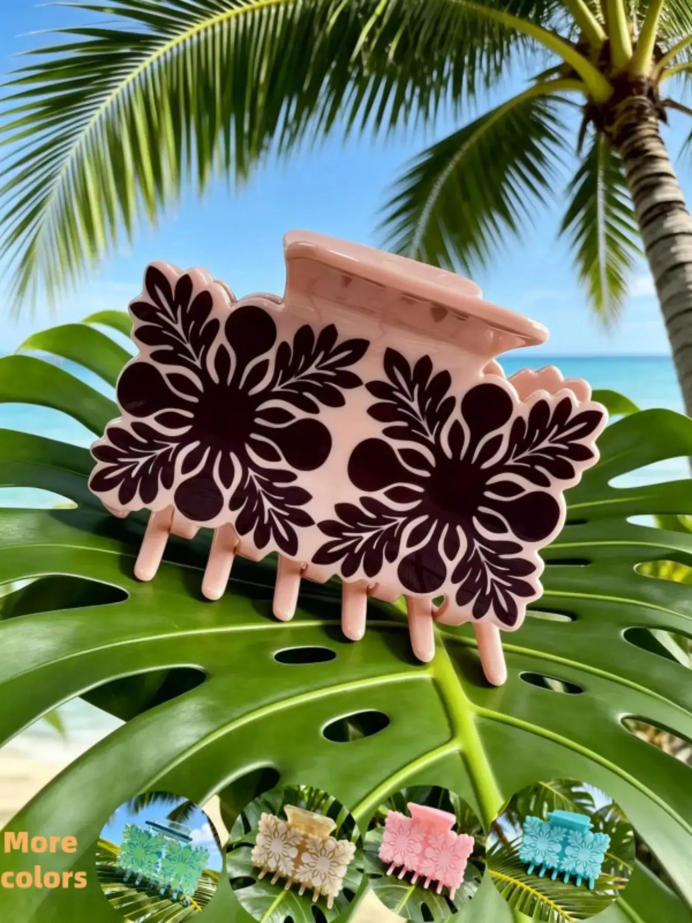 Hawaiian Hibiscus Claw Clip, Large Tropical Acetate Hair Clip for Women, Durable Non-Slip, Suitable for All Hair Types, Beach & Daily Use, Hibiscus Flower Hair Clip, Hairclips