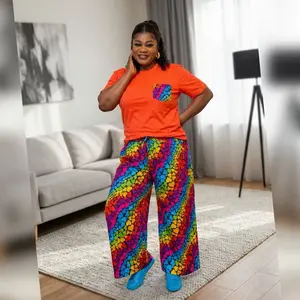 Women's 2-Piece Ankara Outfit - T-Shirt and Pants.
