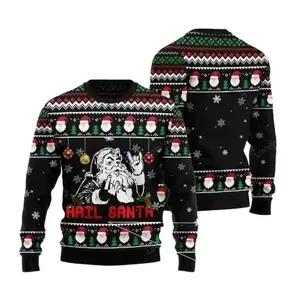 Hail Santa Black Ugly Christmas Sweater for men and women, Christmas shirts