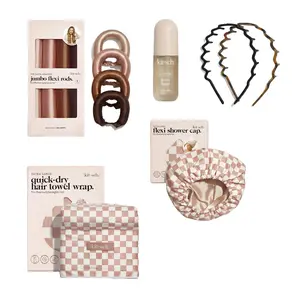 Kitsch Best Seller Bundle - Flexi Rods, Hair Perfume, Flexi Shower Cap, Hair Towel, XL Quick-Dry Towel, Satin Shower Cap, Heatless Curling Rod, Zig-Zag Headbands, Warm Sugar Perfume