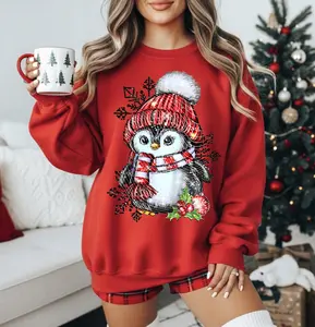 Cute Winter Penguin Christmas Sweatshirt Cozy Holiday Outfit Festive Gift Idea Unisex Fit Soft Fleece Feel for Winter
