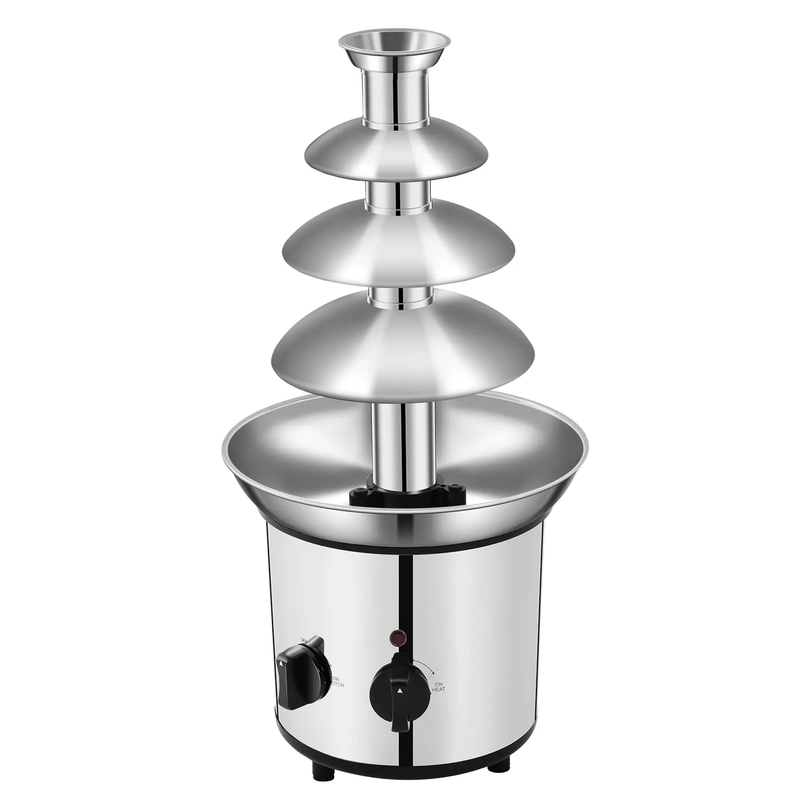 Stainless Steel Chocolate Fountain 4-Tier 1.8L Large Capacity Fondue Machine for Home Party and Wedding Celebration Kitchen