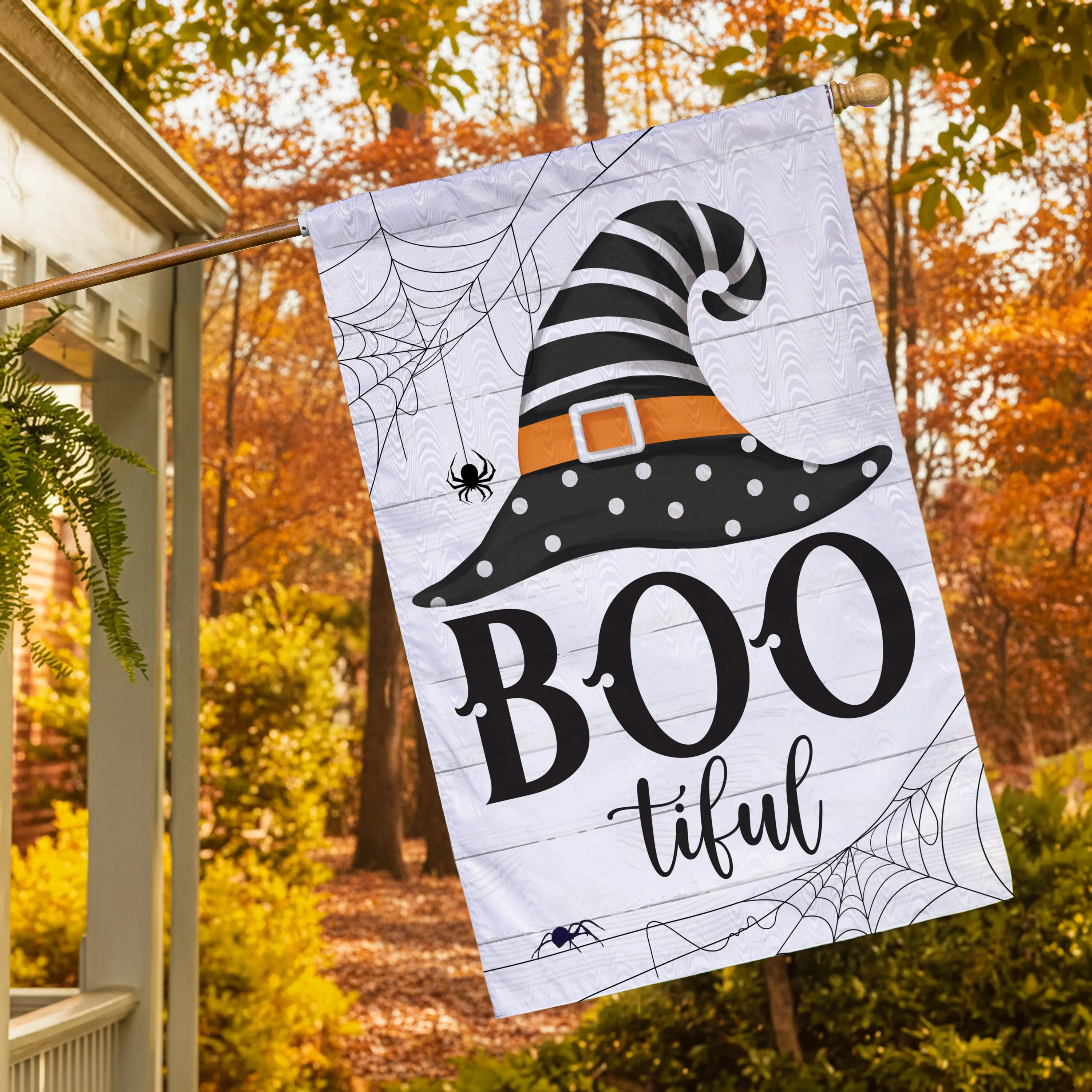 Boo-tiful Witch Hat Moire Flag