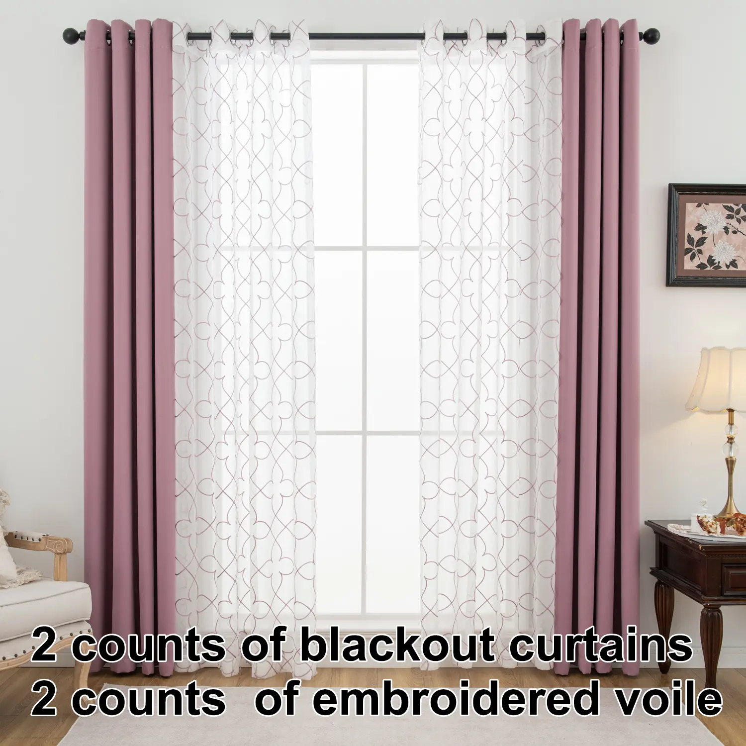 Upgrade Your Room! ✨ Stylish SUN-BLOCKING Curtains w/ Embroidery - Set of 4! Home Decoration Curtain Home Decorative Curtain #RoomMakeover #InteriorDesign #BedroomDecor