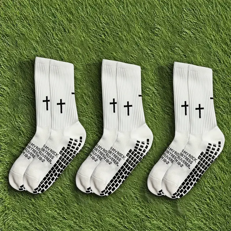 New Style Sports Socks - Cross-Shaped Football Socks with Logo Yoga Basketball Cycling Heat-Sealed Unisex Performance Crew Nylon