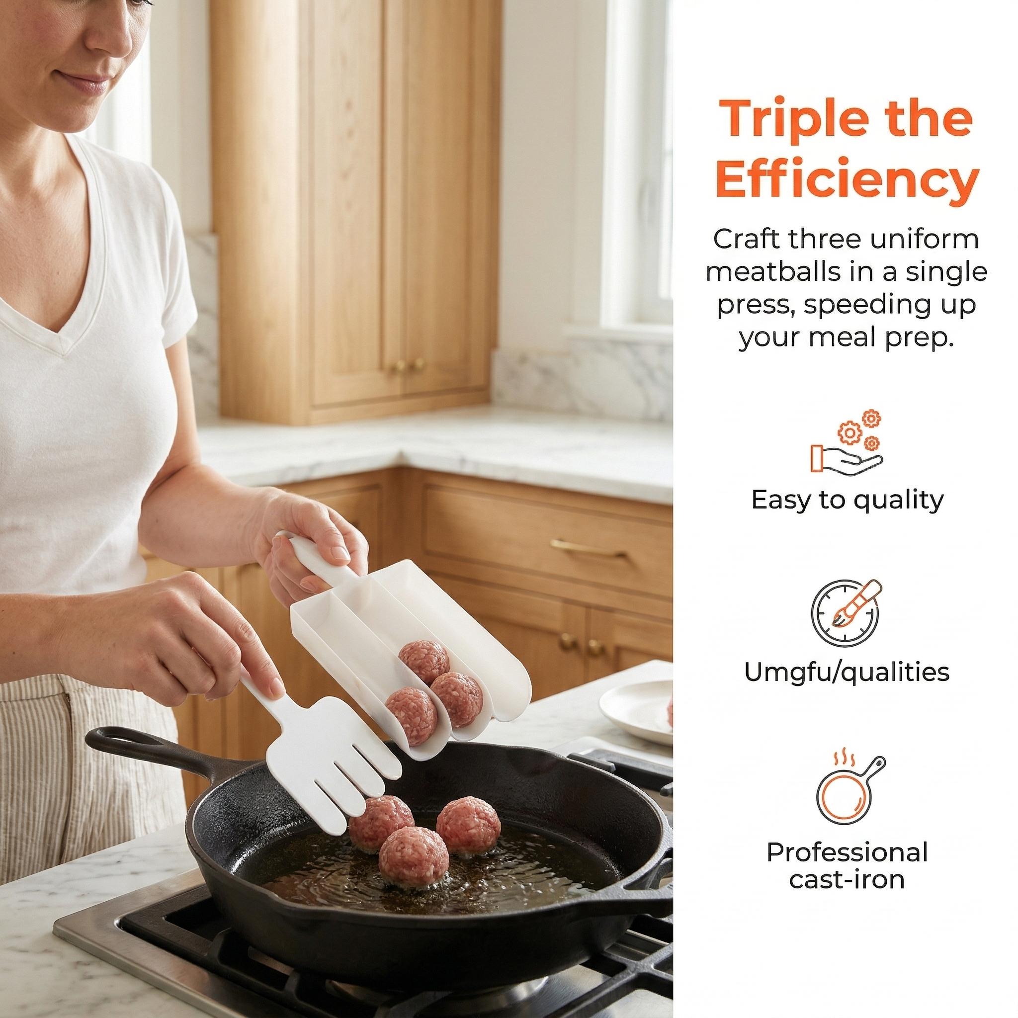 Kitchen Meatball Maker, 1 Count Manual 4-grid Non-stick Meatball Maker, Kitchen Gadgets Supplies Cookware Pans-MM