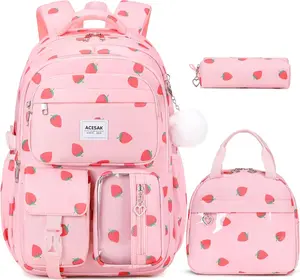 Similove Backpack for Girls - Girls Backpack with Lunch Bag & Pencil Pouch for Teen Kids Laptop Backpack for Women, Elementary Middle High School Bookbag Travel Daypack