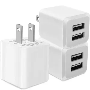 3- Pack, Dual Port USB Cube Power Adapter Charger Plug Block Charging Box, Dual Port Wall Fast Charging Adapter, Compatible for i Phone 15 14 13 12 11