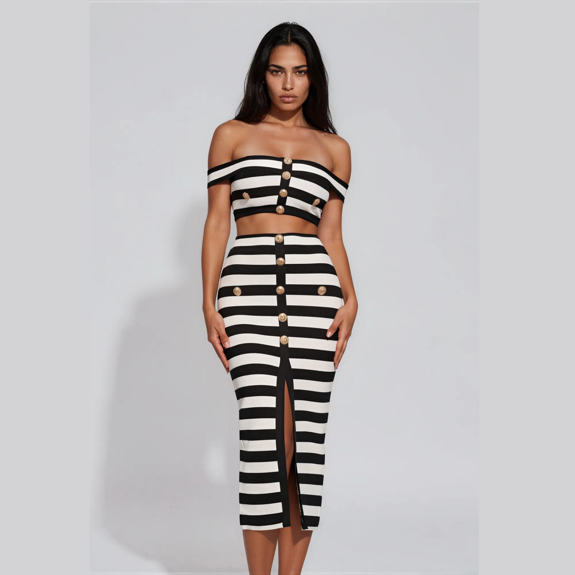 Aspen - Two-Piece Striped Bandage Set