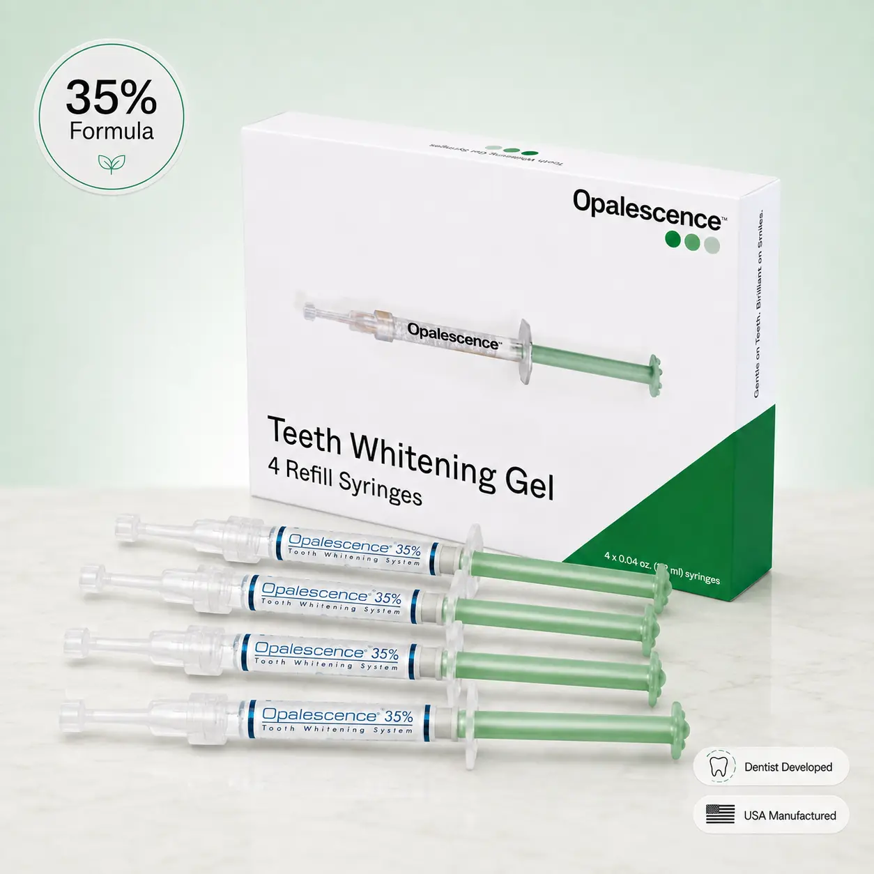 Opalescence 35% Gel Syringes Teeth Whitening - Refill Kit (2 Packs / 4 Syringes Total) Carbamide Peroxide. Made by Ultradent, Mint Flavor Oral Care