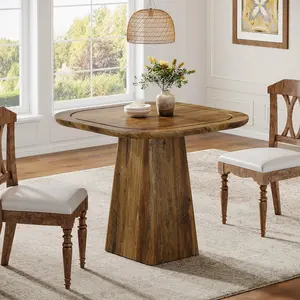 Tribesigns Farmhouse Dining Table, Square 31.5" for Small Kitchen or Apartment, Rustic Brown
