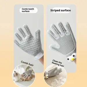 Pet Grooming Gloves Brushes 2-in-1 for Cats Dogs High Efficiency Hair Removal Double Sided Anti Scratch Bite Protection Massage Glove