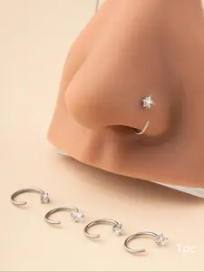 C-shaped Nose Ring, Stainless Steel Nose Ring, Fashionable Body Jewelry for Women & Men, Trendy All-match & Exquisite Jewelry for Birthday Gift, Nose Piercing Jewelry