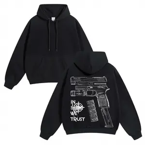 In Glock We Trust 2 Sides Graphic Hoodie - Unisex 100% Cotton Pullover Casual Pockets Daily Wear for Men and Women