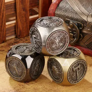 7 in 1 Metal Dice Set, Dnd Metal Dice, Polyhedral Dice Set, 1 Set 3D Pattern Multi-sided Rotating Game Dice, Role Playing Board Game Accessories, Creative Gift for Friends