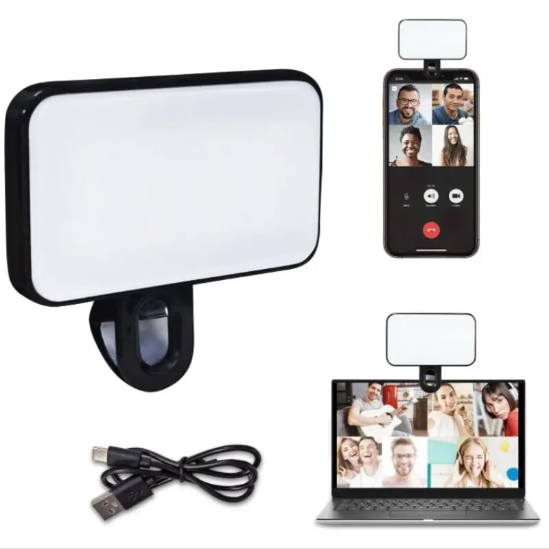 Selfie Ring Light with 3 Lighting Modes, Portable Mini Clip-On Fill Light for Makeup and Live Streaming, USB Rechargeable, Rechargeable