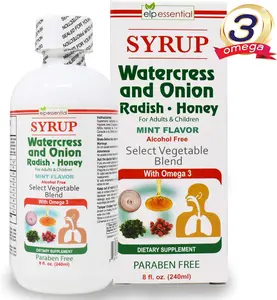 Jarabe Berro y Cebolla Rabano - Miel 8 Oz  Watercress and Onion Radish-, with Omega 3