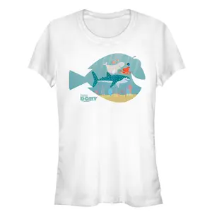 Juniors Womens Finding Dory Fish Frame T-Shirt
