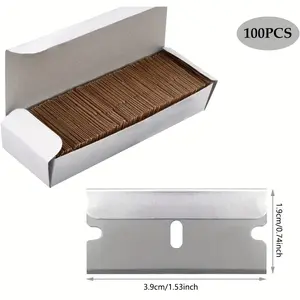 100pcs Stainless Steel Glass Wiper Blades for Car, Window, Paint, Sticker and Decal Removal-Multi-Surface Cleaning Tools for Floor, Wall and Glass, Car Cleaning Accessories