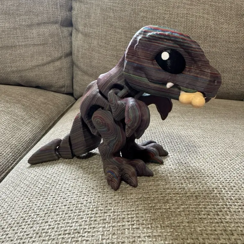 3D Printed Articulated T-Rex Dinosaur Fidget Toy with Bone Accent for Stress Relief, Kids & Adults
