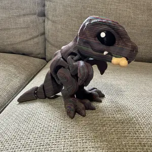 3D Printed Articulated T-Rex Dinosaur Fidget Toy with Bone Accent for Stress Relief, Kids & Adults