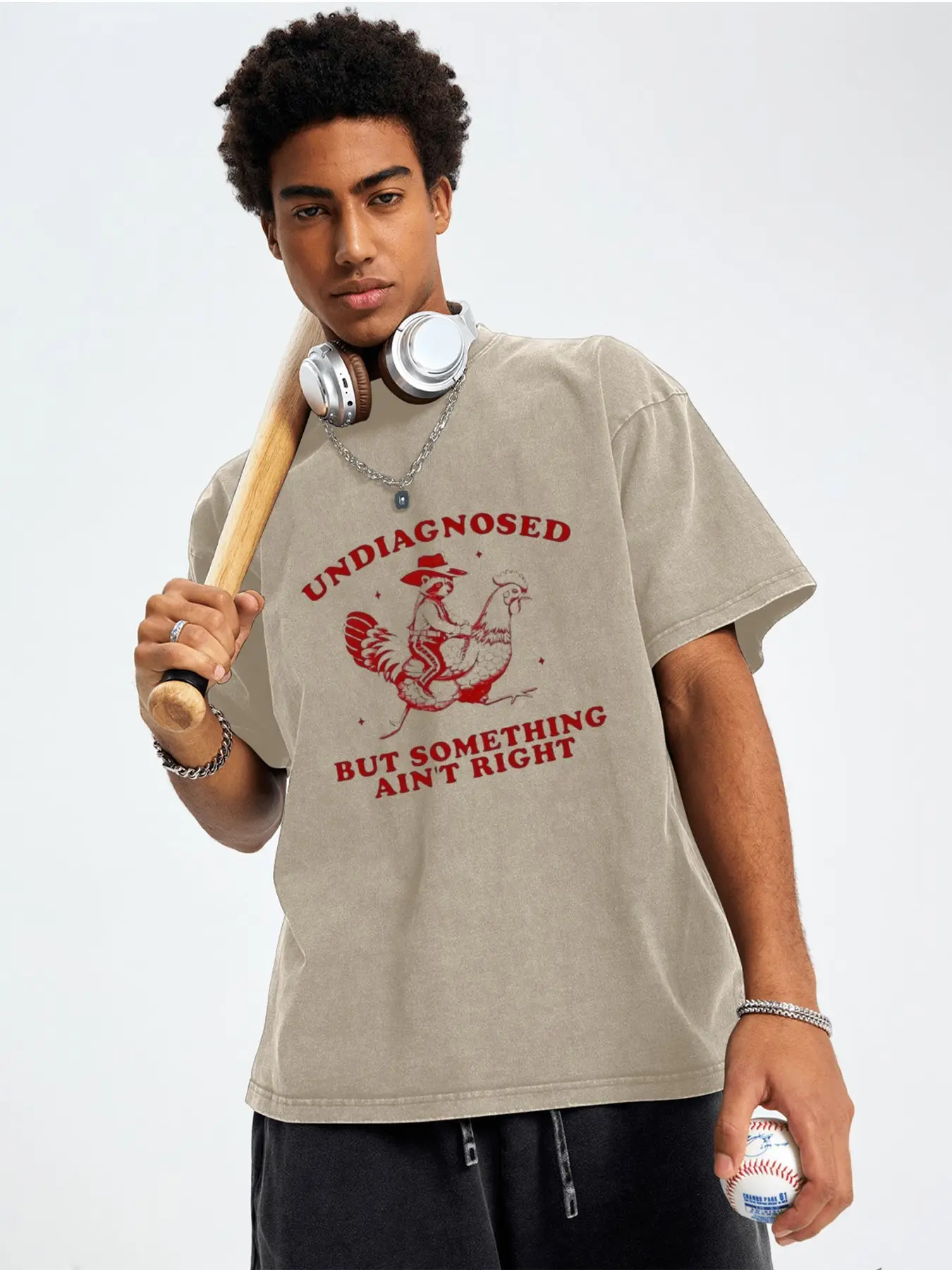 Short-sleeved printed funny T-shirt - "Not yet diagnosed, but feeling off" humorous style, suitable for casual wear unique festival gift